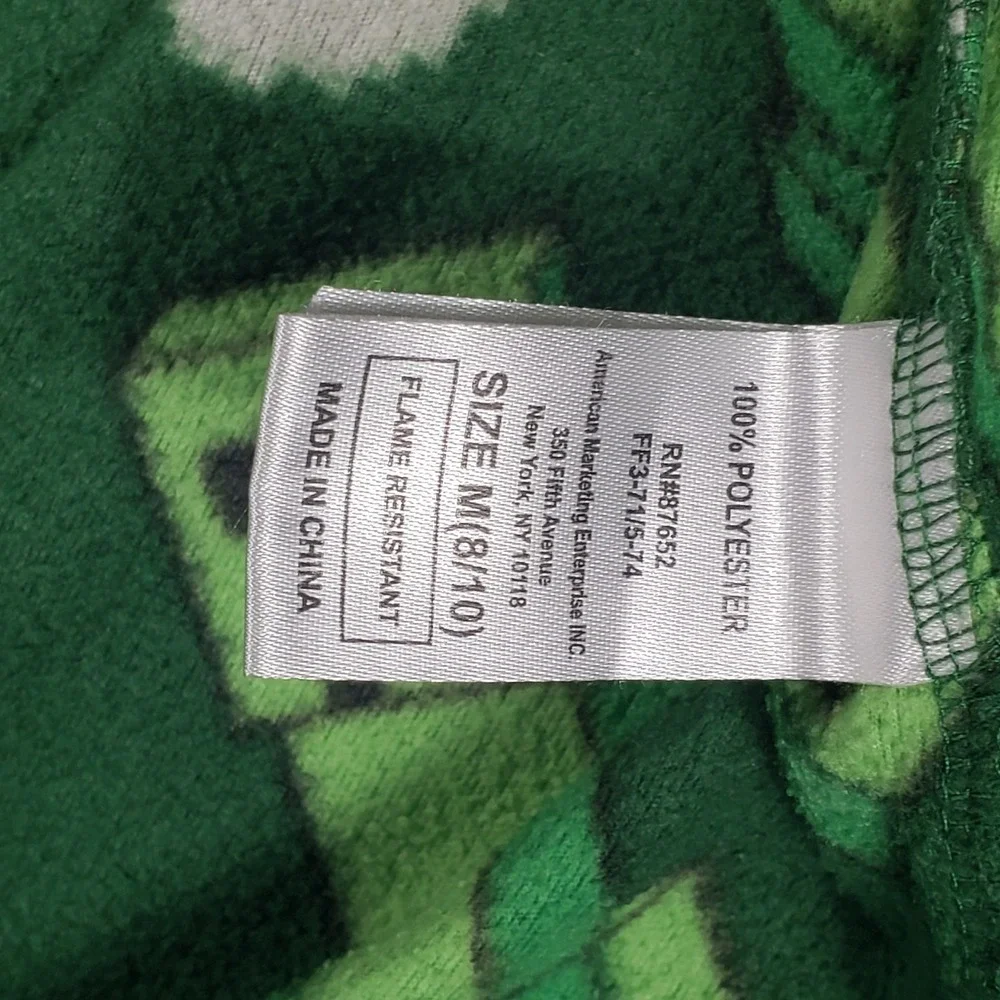 Minecraft Boys Pajamas Creeper TNT Hooded‎ One Piece Sleeper M 8/10 Green Fleece